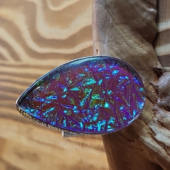 Triplet Opal Adjustable Ring - 925 Plated - Picture 5 of 7